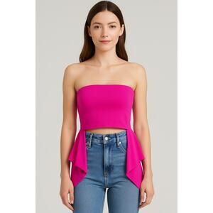 Susana Monaco Fuschia Tube Top Ruffle Small Party Resort Strapless Barbiecore